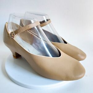 Leo's Vintage Womens Dance Shoes Size 7 M Mary Janes Ankle Strap Leather Tan